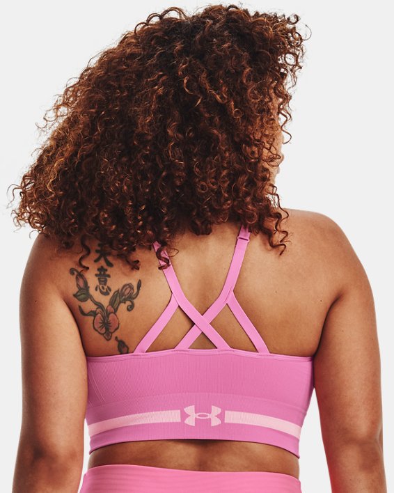Women's UA Seamless Low Long Sports Bra, Pink, pdpMainDesktop image number 7